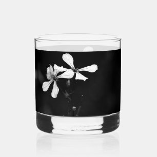 Vaso De Whiskey floral blanca y negra mínima
