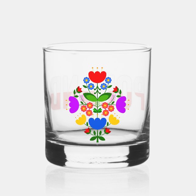 Vaso De Whiskey Flores de diseño polacas. (Anverso)