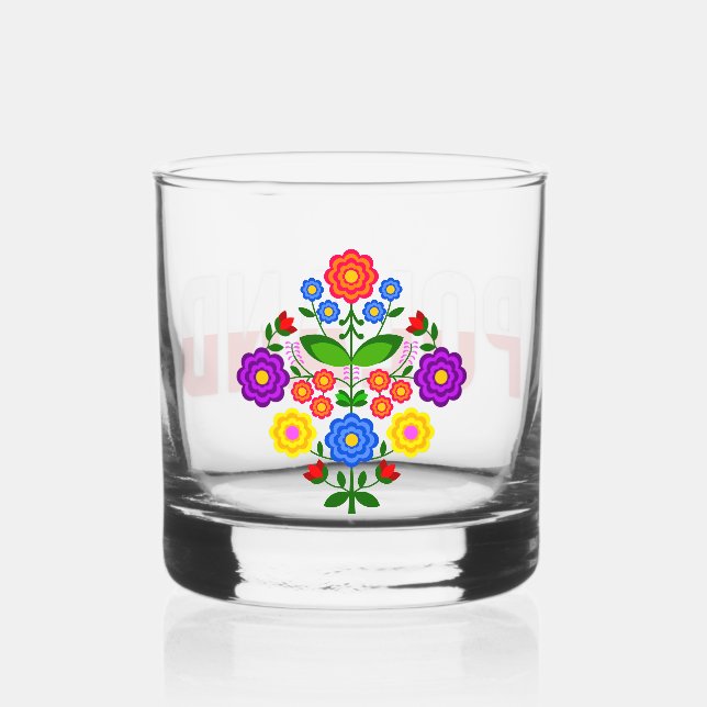 Vaso De Whiskey Flores de diseño polacas. (Anverso)