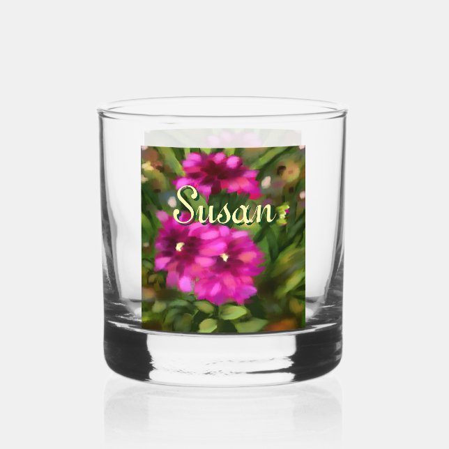 Vaso De Whiskey Flores de flores de Dahlia Floral Garden Magenta (Anverso)