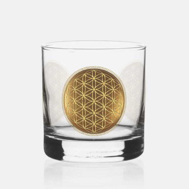 Vaso De Whiskey FLORES DE LA VIDA - Geometría Sagrada Medaillon 1 (Izquierda)