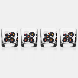 Vaso De Whiskey Flores de terciopelo negro