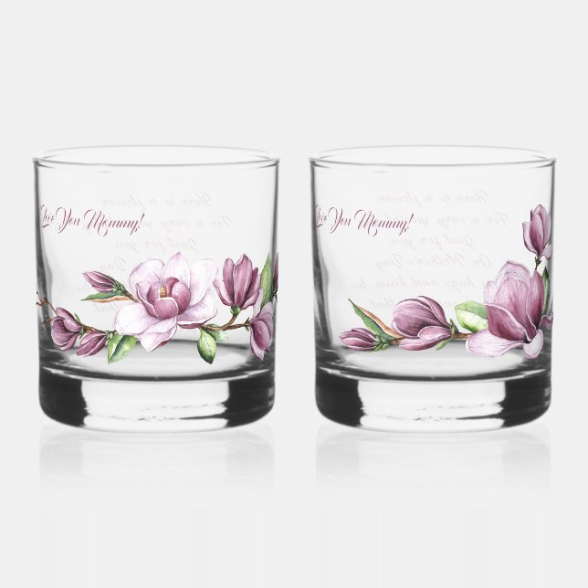 Vaso De Whiskey Flores del día de la madre tulipanes acuarela (Reverso )