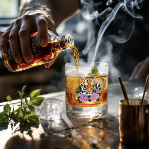 Vaso De Whiskey Flores moradas rosadas del tigre Henna