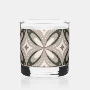 Vaso De Whiskey Formas circulares retro beige y marrón