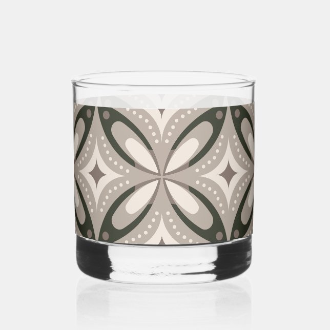Vaso De Whiskey Formas circulares retro beige y marrón (Anverso)