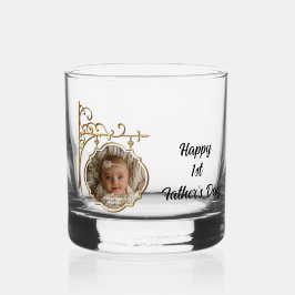 Vaso De Whiskey Foto en marco de oro 1er Día del Padre