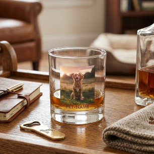 Vaso De Whiskey Foto personalizada con el nombre de tu perro