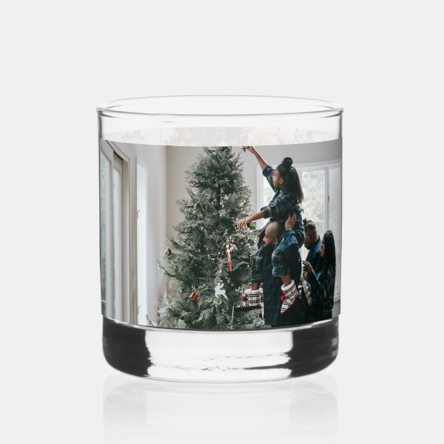 Vaso De Whiskey Foto personalizada de dos Navidades de familia (Anverso)