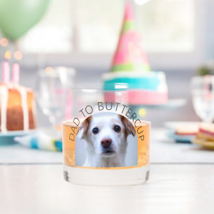 Vaso De Whiskey Foto personalizada de perro a papá a nombre de Mas