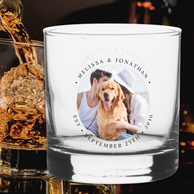 Vaso De Whiskey Foto personalizado Boda elegante moderna (Subido por el creador)