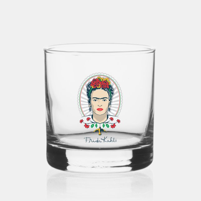 Vaso De Whiskey Frida Kahlo | Vintage Floral (Anverso)