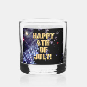 Vaso De Whiskey Fuegos artificiales 1 4 de julio de vidrio de roca