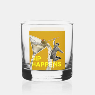 Vaso De Whiskey Fun "Sip Happens" cocktail glass