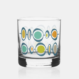 Vaso De Whiskey Funky Abstract Circles Green Blue Midcentury