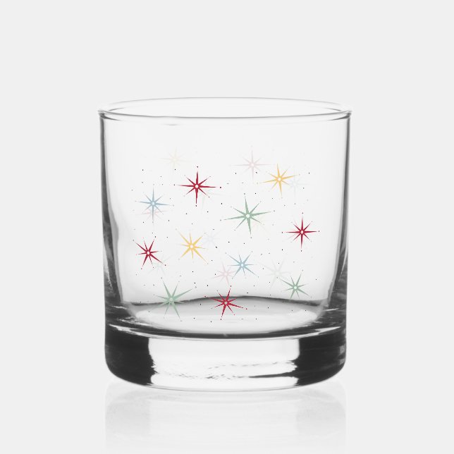 Vaso De Whiskey Funky Atómico Edad Starburst Mid Century Moderno (Anverso)