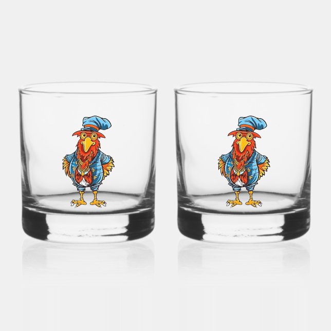 Vaso De Whiskey Funny Bossy Personalizado Rooster (Anverso)