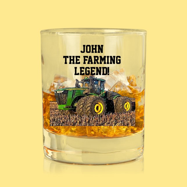 Vaso De Whiskey Funny Farm Tractor Heavy Equipment Operator (Farming Whiskey Glass Funny Equipment Gift)