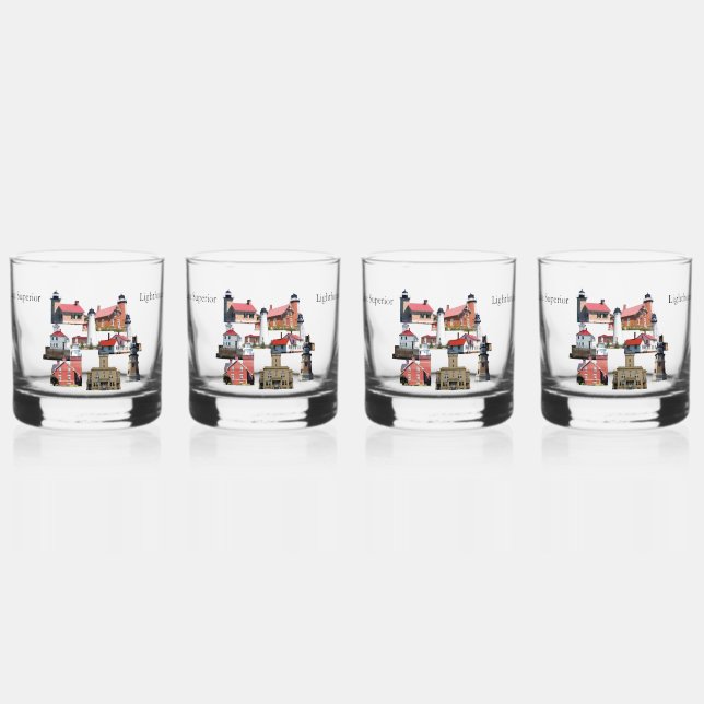 Vaso De Whiskey Gafas de Faros Superiores del Lago (Anverso)