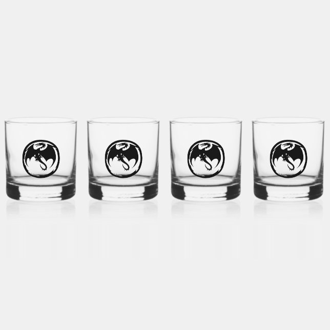 Vaso De Whiskey Gafas de rocas del Dragón Negro conjunto de 4 (Anverso)