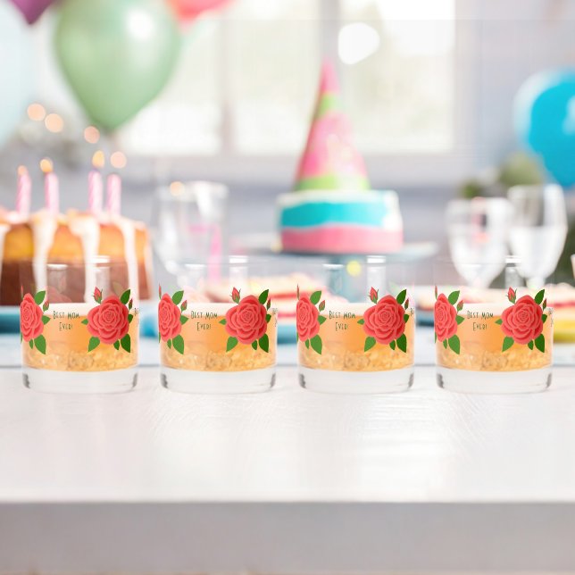Vaso De Whiskey Gafas de Wiskey del Día de la Madre Rosa Roja (Insitu (Cumpleaños))