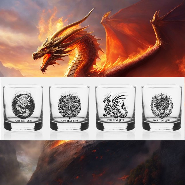 Vaso De Whiskey Game Night Unique Dragons 4 Personalize Text (Subido por el creador)