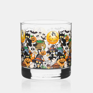 Vaso De Whiskey Gatos divertidos de Halloween en una fiesta