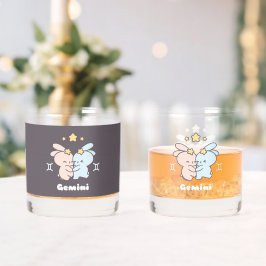 Vaso De Whiskey Gemini Bunnies Cuddle - Armonía Zodiaca