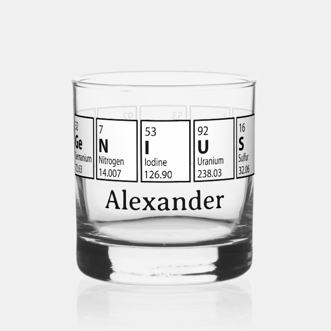 Vaso De Whiskey Genius Periodic Table Graduation Gift (Anverso)