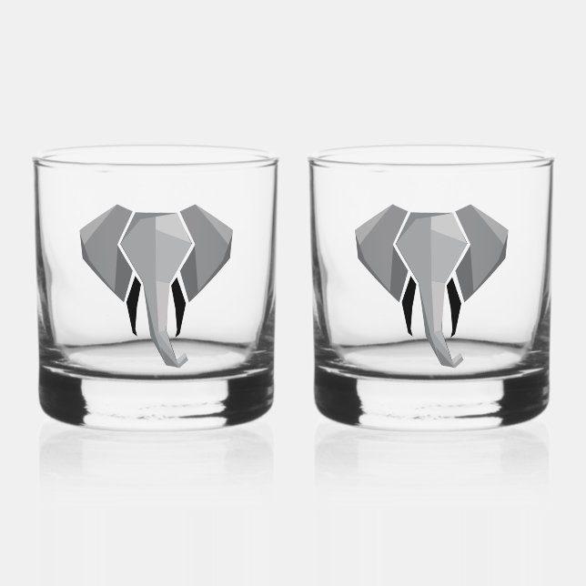 Vaso De Whiskey Geometría Cabeza elefante (Anverso)