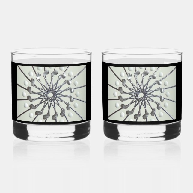 Vaso De Whiskey Glass de las rocas impresas de Golf Lover (Anverso)