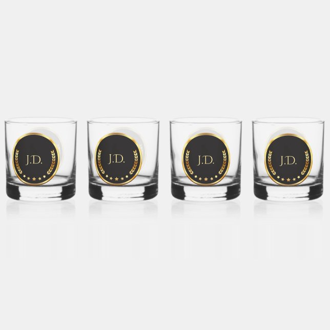 Vaso De Whiskey Glass Gold y Black Whiskey (Reverso)