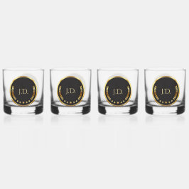 Vaso De Whiskey Glass Gold y Black Whiskey