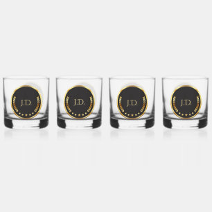 Vaso De Whiskey Glass Gold y Black Whiskey