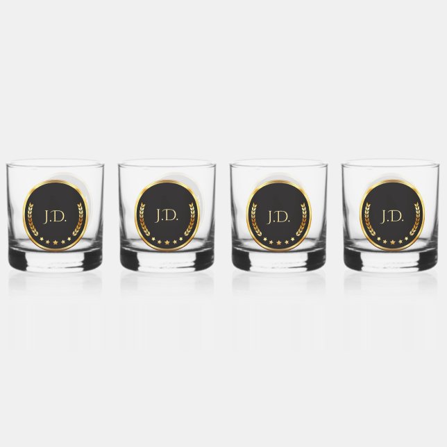 Vaso De Whiskey Glass Gold y Black Whiskey (Anverso)