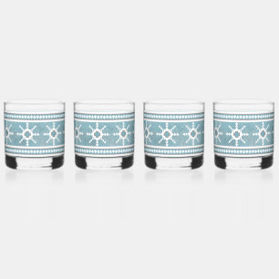 Vaso De Whiskey Glorieta de nieve geométrica del suroeste azul y b