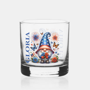 Vaso De Whiskey Gnomo Patriótico con Celebración de América de Fue