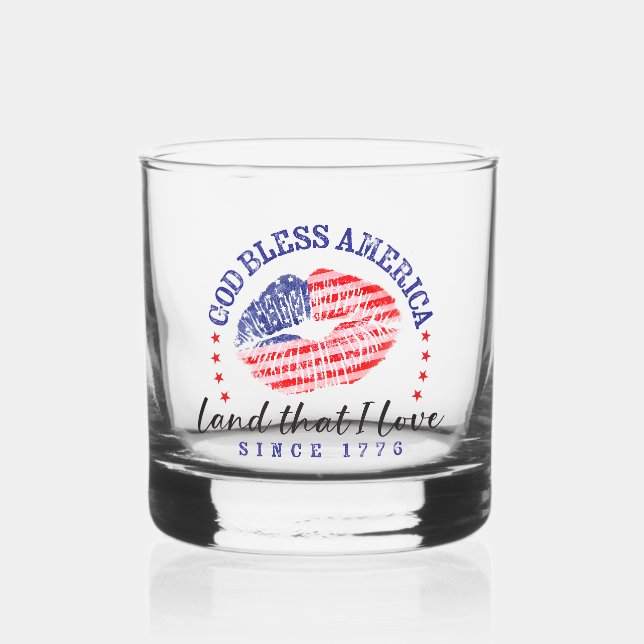 Vaso De Whiskey God Bless America - Rocks Glass (Anverso)