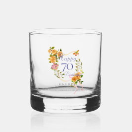 Vaso De Whiskey Gold Rose Ribbon 70th Birthday