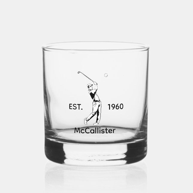 Vaso De Whiskey Golfer y nombre y año personalizados (Anverso)