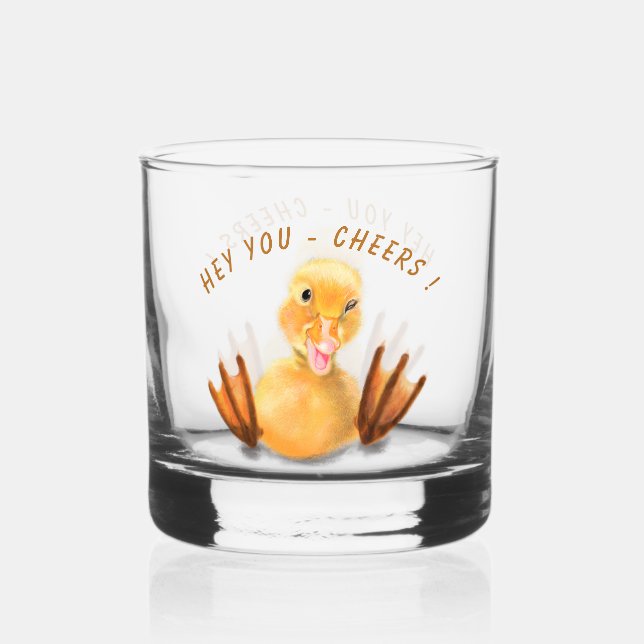 Vaso De Whiskey Gracioso Feliz Pato Saludos Personalizado Textos (Anverso)