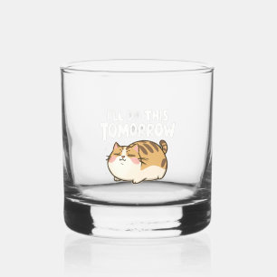 Vaso De Whiskey Gracioso gato perezoso -'Lo haré mañana'