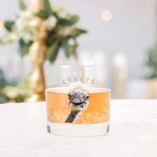 Vaso De Whiskey Gracioso Whiskey Glass Happy Ostrich - Texto Perso