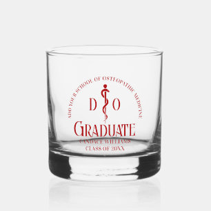 Vaso De Whiskey Graduación de la Escuela Médica Osteopática Roja