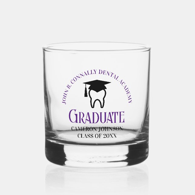 Vaso De Whiskey Graduación de Personalizado Dentista de la Escuela (Anverso)