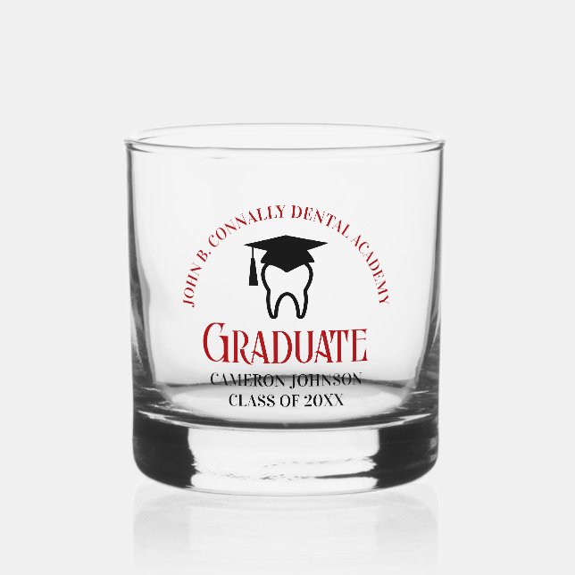 Vaso De Whiskey Graduación de Personalizado Dentista de la Escuela (Anverso)