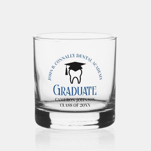 Vaso De Whiskey Graduación de Personalizado Dentista de la Escuela (Anverso)