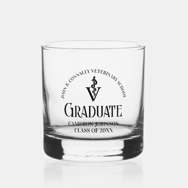 Vaso De Whiskey Graduación personalizada de la Escuela Veterinaria (Anverso)