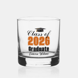 Vaso De Whiskey Graduación Personalizada Naranja Negro Clase de 20