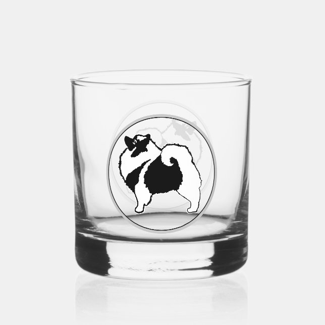 Vaso De Whiskey Gráficos de Keeshond - Arte de perro original lind (Anverso)